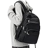 Lendolk Black College Backpack For Women Men,Lightweight High School Bag,School Backpack With Lots Of Pockets,Cute Bookbag For Teens Boys Girls,Casual Daypack Backpack For School