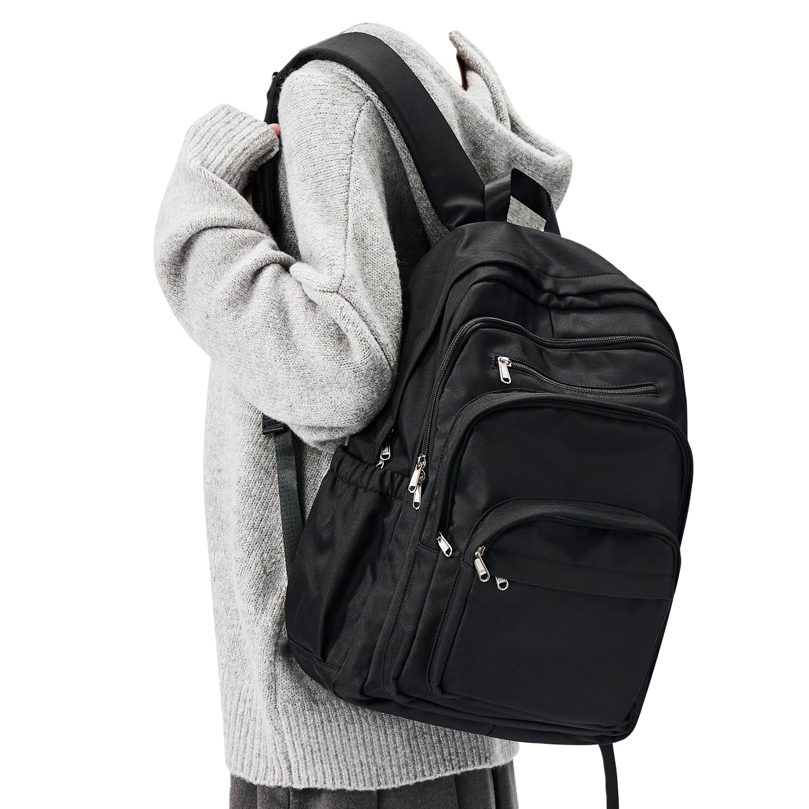 Photo 1 of Black College Backpack For Women Men,Lightweight High School Bag,School Backpack With Lots Of Pockets,Cute Bookbag For Teens Boys Girls,Casual Daypack Backpack For School