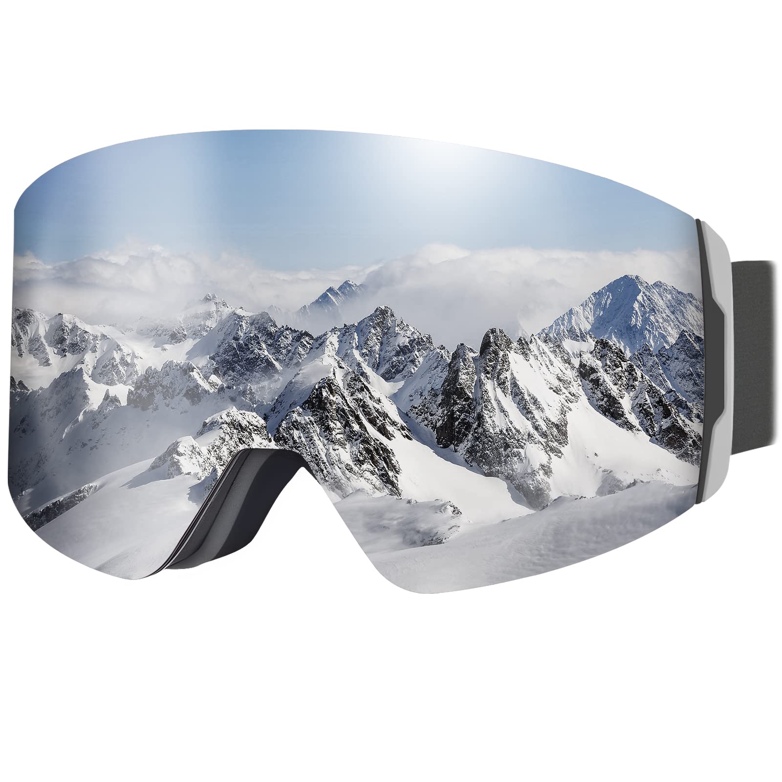 AVAWAY OTG Womens Ski Goggles Men Magnetic Anti Fog Magnetic Lens Snowboarding Over Glasses Anti Scratch 100% UV Protection with Anti-Slip Straps