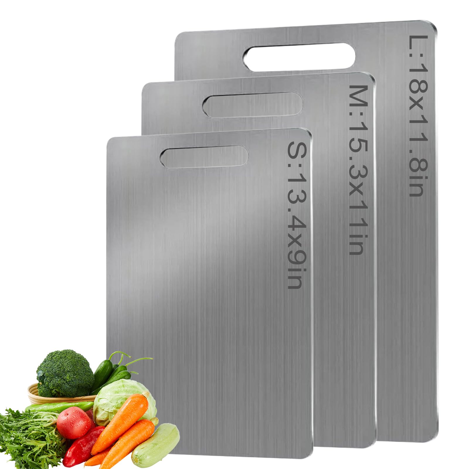 Photo 1 of 1 Generic Stainless Steel Cutting Board for Kitchen, 15.3"" x 11"" Non Toxic Cutting Board Chopping Board for Meat Cheese Bread Vegetable Fruit, Silver