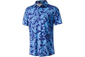 TRUSMOL Golf Shirts for Men Dry Fit Performance Print Short Sleeve Moisture Wicking Golf Polo Shirts