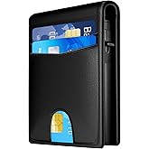 QLD Wallet for Men - RFID Blocking [Functional & Practical] Bifold Slim Minimalist Credit Card Holder Pop Up Metal Case with Cash Slot, Front Pocket with ID Window, Gift Boxed (BLACK)