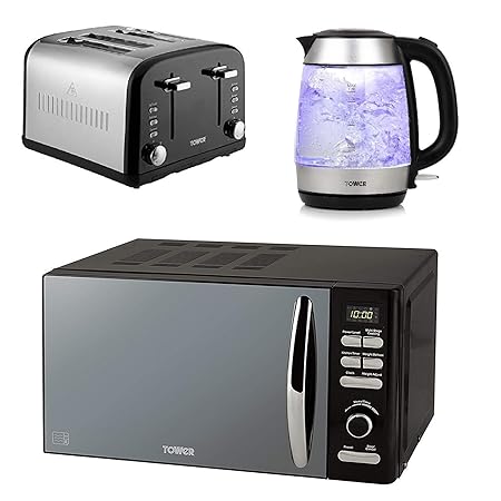 Torre con Estilo Cocina Juego - 1.7L 3kW Azul Iluminar Cristal ...