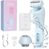 2 in 1 Electric Razors for Women, Electric Shaver for Women, Bikini Trimmer for Women, Silk Glide Pro Shaver, Waterproof Painless Wet & Dry, Removable Head, Womens Electric Razor for Legs, Body