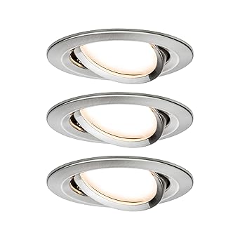 Paulmann 938.78 Premium EBL Set Coin Slim dimmbar rund schwenkbar LED 3x6,8W 2700K 230V 51mm Eisen gebürstet 93878 Spot Einba