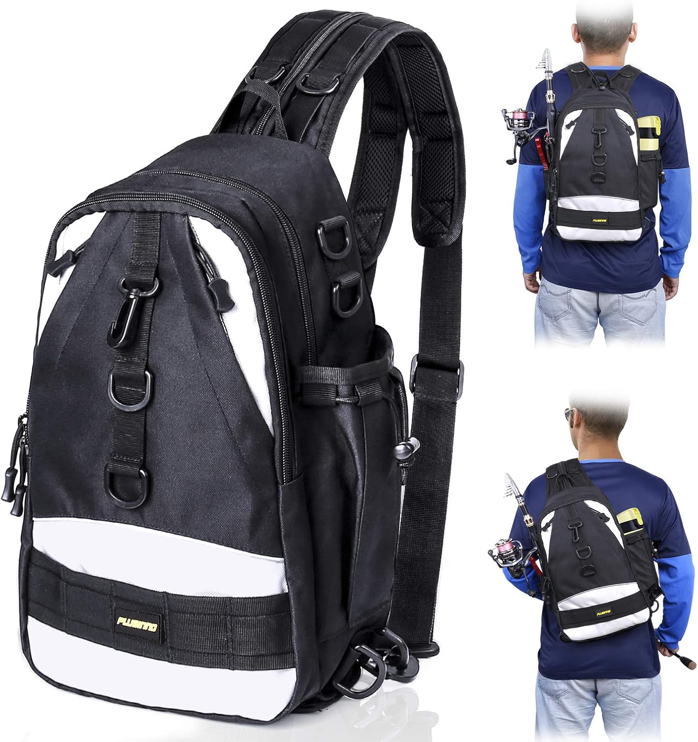 PLUSINNO Fishing Tackle Backpack Storage Bag，Outdoor Shoulder Backpack，Fishing Gear Bag，Water-Resistant Fishing Backpack with Rod Holder (Standard(14.68.75.5 inch)-Italian camo) : Sports & Outdoors