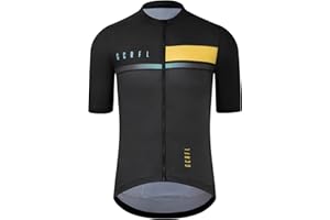 GCRFL Cycling Jersey Men Shorts Sleeves Road Bike Jersey Bicycle Tops Shirt, Zipper Pocket UPF 50+ Lightweight PRO Race Fit