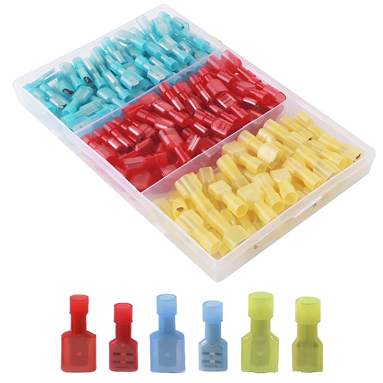 CESFONJER Fully Insulated Male/Female Connector | Wire Terminals Connector | Quick Disconnects Wire Terminals | Electrical Connectors Assortment Kit | red /22-16AWG, Blue /16-14AWG, Yellow /12-10AWG