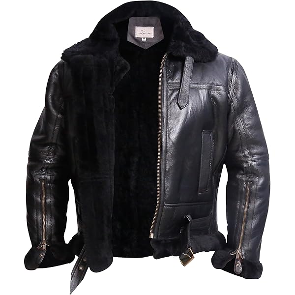 MARCO ENZOLANI Cross Zip B3 Bomber Aviator Real Shearling Brown