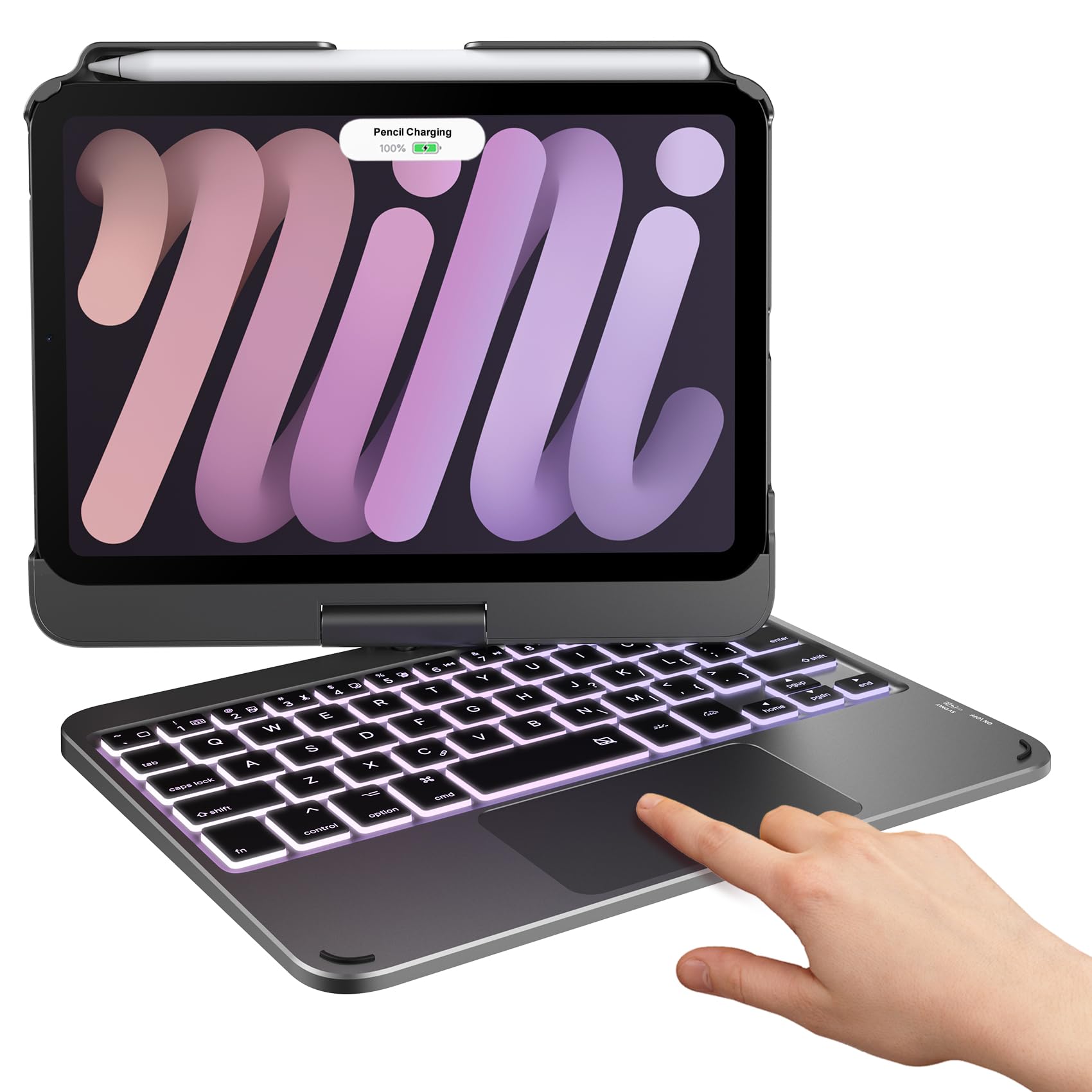 Photo 1 of ***(MAJOR DAMAGE/ SEE NOTES)***typecase Keyboard Case for iPad mini 7 (2024) & Mini 6 (2021) - Wireless Case with Keyboard for iPad mini 7th 6th Generation 8.3" - 10 Colors Backlit Keyboard Cover with Trackpad - Dark Gray