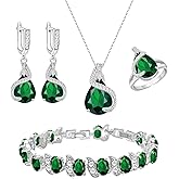 GZWHD Jewelry Set for Women Water Drop Cubic Zirconia Artificial Crystal Earrings Pendant Necklace Open Ring Tennis Bracelet Wedding Anniversary Birthday Engagement Gift for Bridesmaid Wife Girlfriend Friend