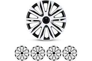 WOLFSTORM 17 Inch Hubcaps Set of 4 Universal Wheel Rims Cover Hubcaps - Snap On Car Truck SUV Steel Wheels Hubcap and Durable ABS+PC Material (17-Inch-B, Black White)