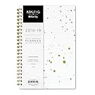 Ashley G for Blue Sky 2018-2019 Academic Year Weekly & Monthly Planner, Flexible Cover, Twin-Wire Binding, 5" x 8", White Galaxy Design