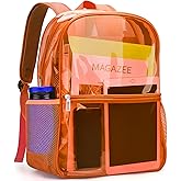 Neurora Clear Backpack Heavy Duty TPU Transparent Backpack for Sports,Work,Security Travel.(Orange)