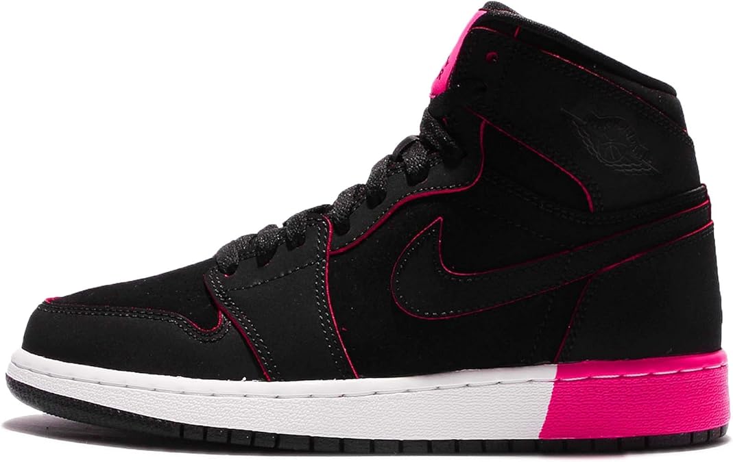 Amazon.com: Jordan Retro 1 High Black/Black-Hyper Pink-White (Big Kid) (5.5 M US Big Kid): Shoes