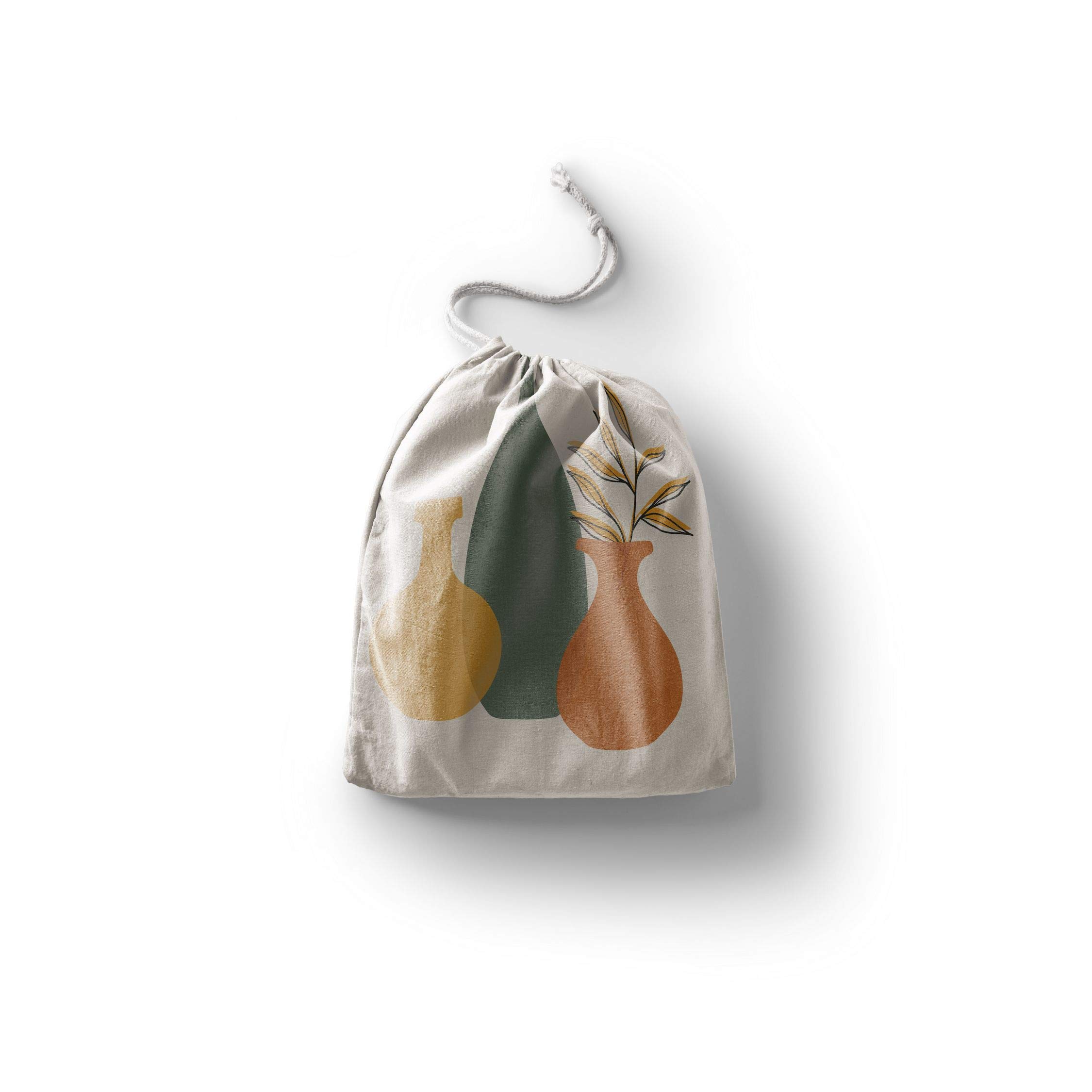 Bonamaison Printed Cotton Produce Bag with Drawstring, Reusable Grocery Bag, Biodegradable Eco-Friendly Bags, Travel Pouch, Sachet Bags, Shopping Bag, Eco Friendly, Foldable, Size: 30x40 Cm