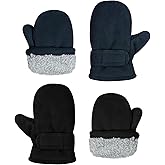 YKYUASD Toddler Winter Mittens Fleece Lined Gloves Unisex Easy-on Warm Gloves for Outdoor Boy Girl Kids, 2 Pairs