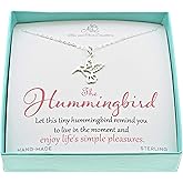 MOM & THREE DAUGHTERS Hummingbird Sterling Silver Necklace | 18" Cable Chain | Inspirational Gift | Jewelry for Bird Enthusiasts |