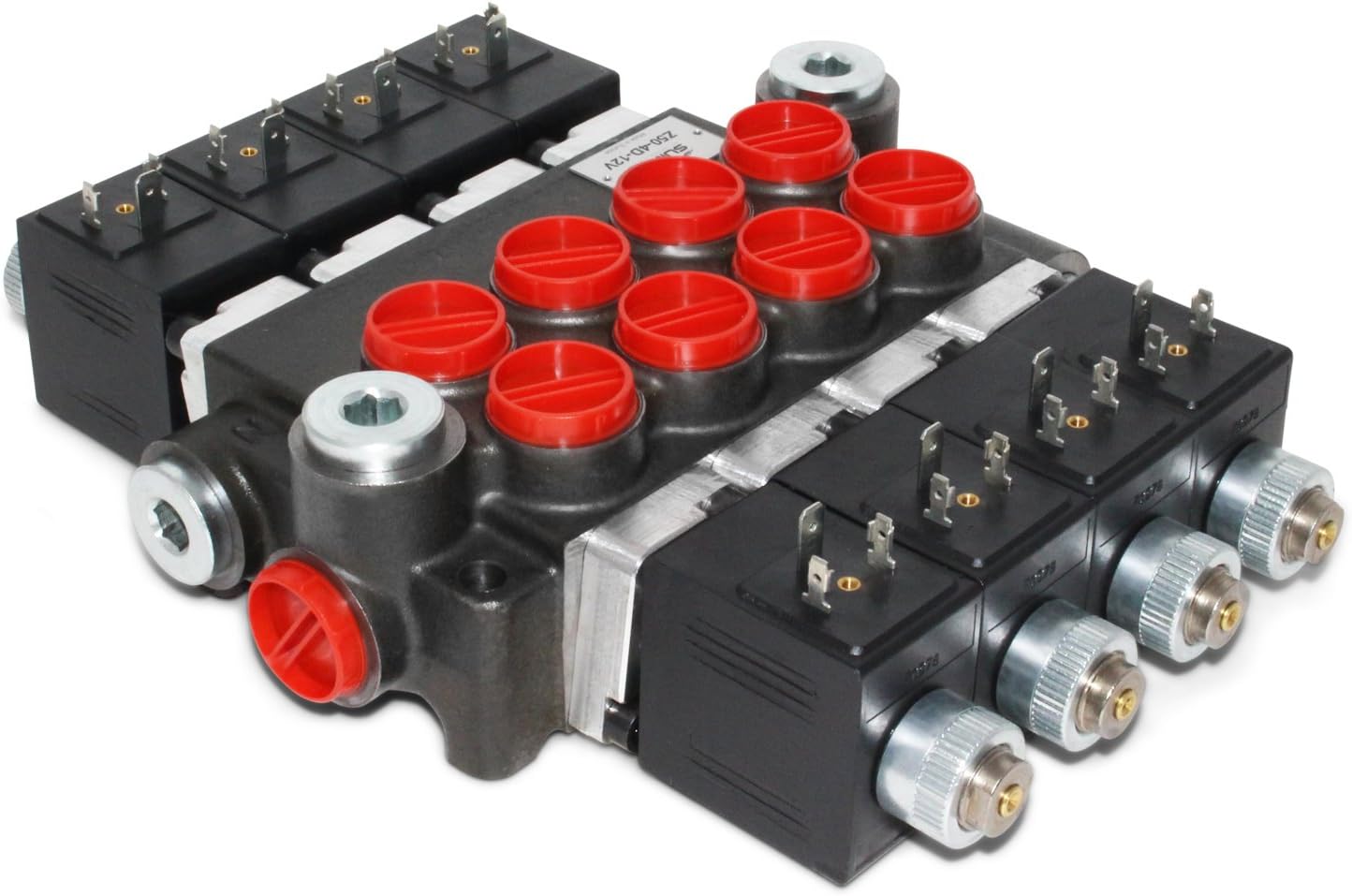 Hydraulic Monoblock Solenoid Control Valve, 4 Spool, 13 GPM