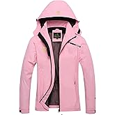 GIISAM Women's Waterproof Rain Jacket,Lightweight Windproof Full Zip Women's Packable Fall Raincoat Windbreaker with Hood