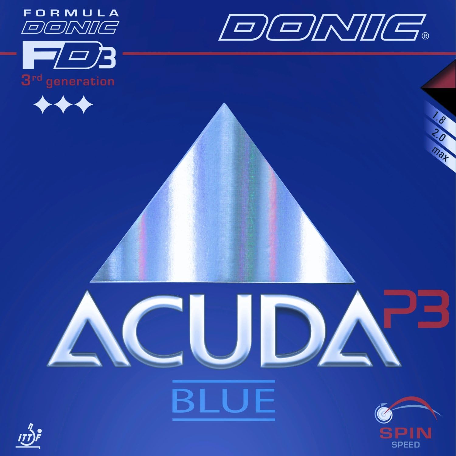 Donic Acuda Blue P3 Table Tennis Rubber (Black, 2.0mm)