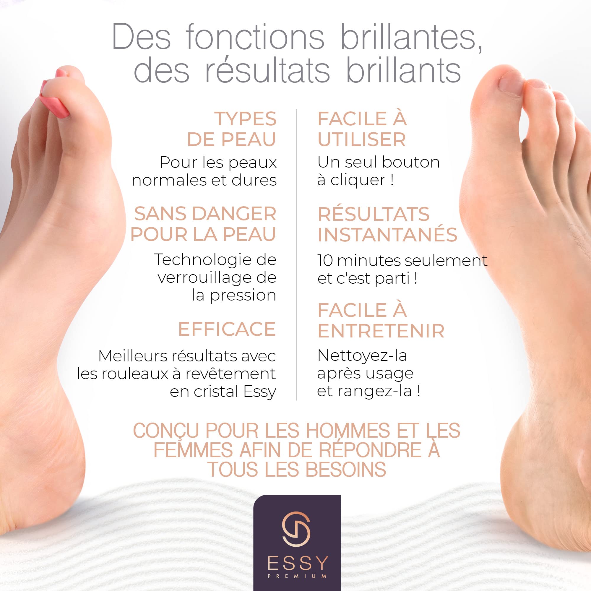 Lime à Pieds Électrique avec 5 Rouleaux de Rechange (Violette)