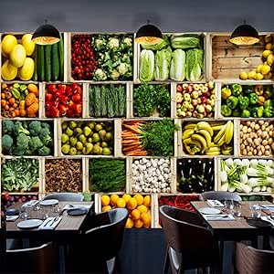 Mural 3D Papel De Pared Mercado De Verduras Tienda De Frutas Cartel