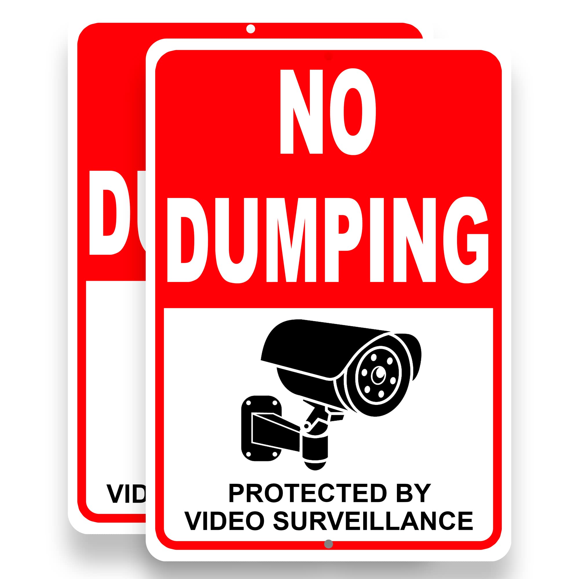 Photo 1 of 2 PC No Dumping Signs, 7x10 Aluminum No Littering, Property Under Video Surveillance Sign, UV Protect