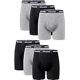 IWOLLENCE Men's Boxer Briefs Breathable Soft Moisture-Wicking Cotton Underwear with Comfort Flex Waistband, Multipack