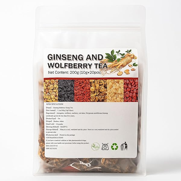KIDNEY TEA – GINSENG AND WOLFBERRY TEA, GINSENG MULBERRY GOUQI TEABAGS, NATURAL ORGANIC KIDNEY CLEANSE DETOX FOR WOMEN & MEN, 6 PRECIOUS INGREDIENTS FORMULA (1)