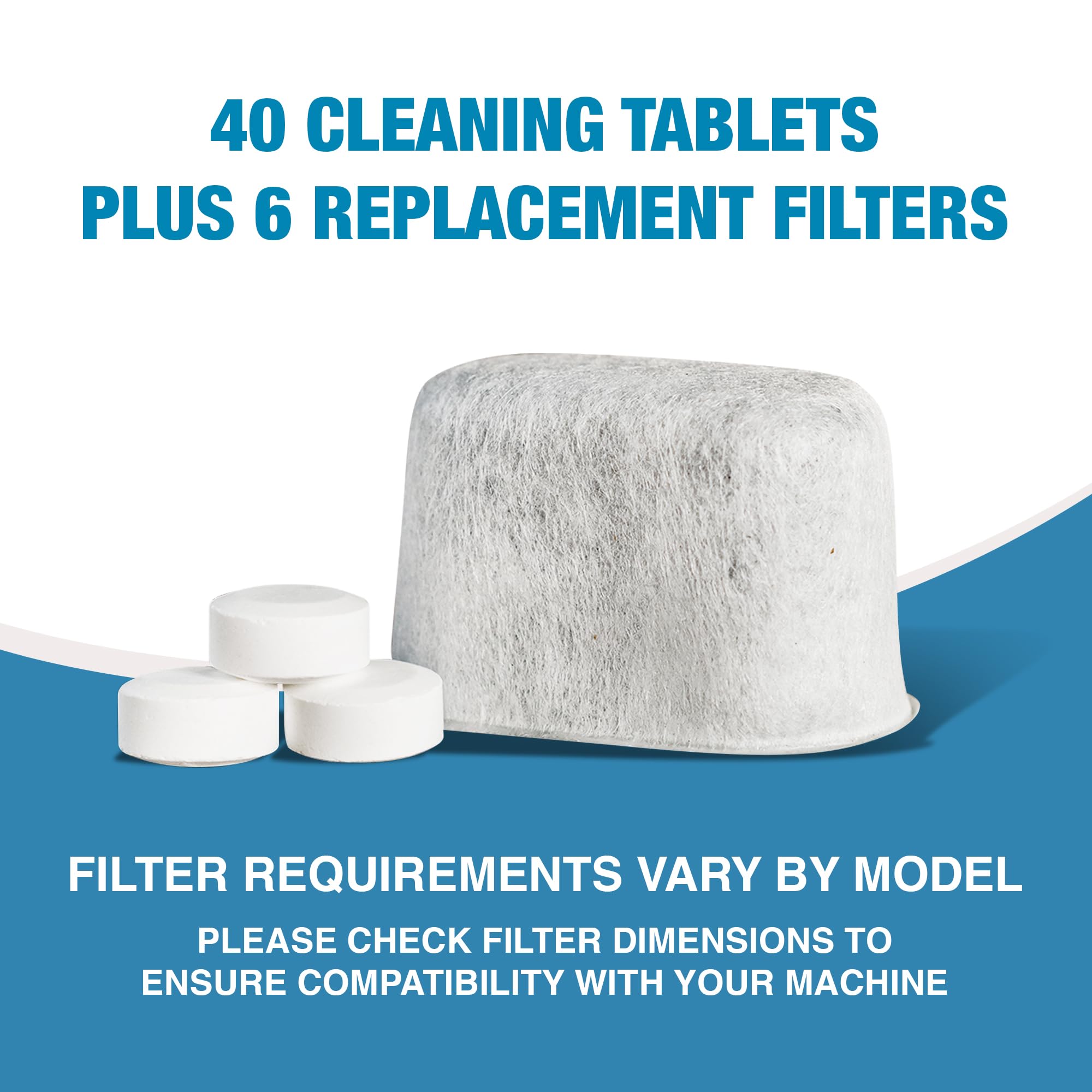 CleanEspresso - Designed For Breville Cleaning Kit - 40 Cleaning Tablets and 6 Water Filters for Breville Espresso Machines - 2g Espresso Machine Tablets