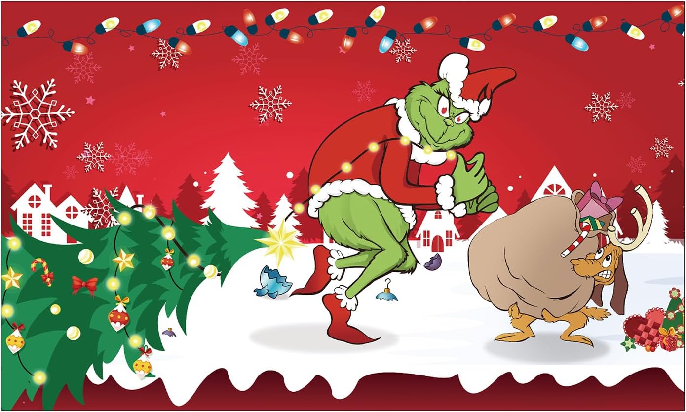 Garage Door Decorations - IVOWRURFE Christmas Decoration, 5×3 Ft Indoor/Outdoor Christmas Decorations for Home Wall Porch, Christmas Party Decorations Supplies, Red