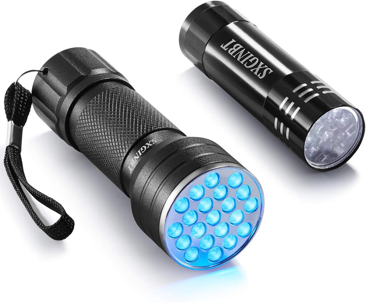 Ultraviolet Flashlight, UV Led Blacklight, SXGINBT UV Ultraviolet Flashlight 3W UV Shortwave 385nm/390nm LED Light for Pet Urine Detection(21 LED) - - 