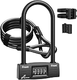Sportneer Heavy Duty Bike Lock Set 4-Digit Resettable U-Lock with 5 Ft Cable view 1