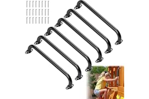 SUNSHINE FARMRE 17.3 Inch Safety Playground Handles Metal Kids Indoor Outdoor Climbing Monkey Bars Swing Set Accessories Grab Handle Playset Hand Grips for Playhouse, Treehouse, Jungle Gym (Black, 6 Pack)