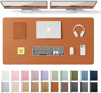 YSAGi Leather Desk Mat Large 120 x 60 cm Non Slip Waterproof PU Brown
