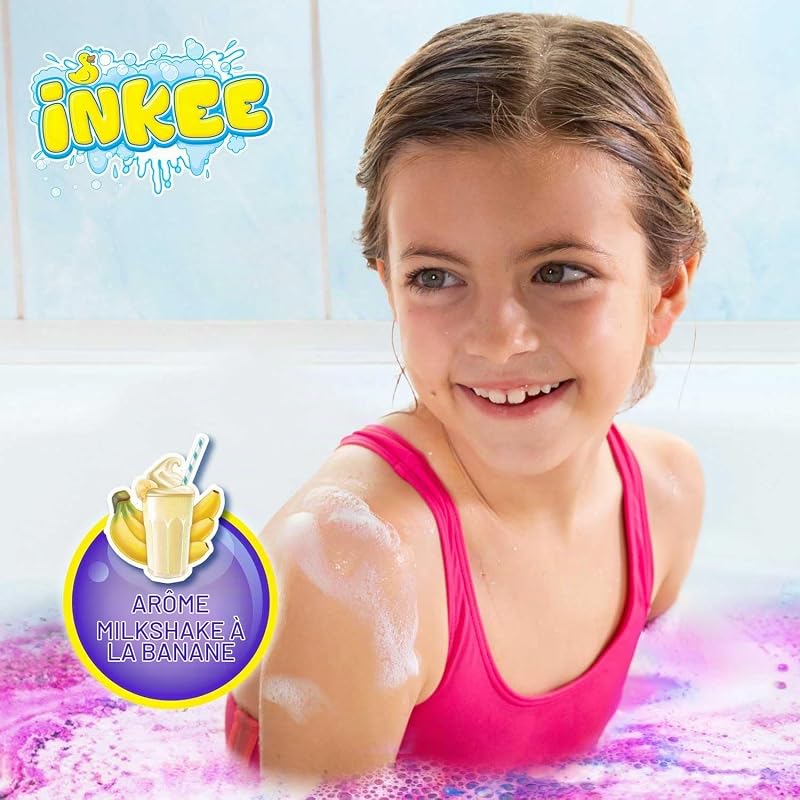 Granulés de Bain Galupy Mermaid Pack de 16 | Sels de Bain crépitants rose, bleu et violet avec huile de jojoba & arôme Milkshake banane, 16 Sachets de 60g