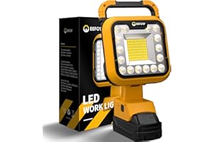 EEFOW 20V LED Work Light for Dewalt: 90W 9000LM 8" Portable Battery Powered Lights, 3 Modes Integrated Spotlight & Floodlight with USB & Type-C and Low Voltage Protection Ideal for Workshop, Garage