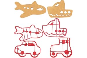 WAFFLE WOW! Pancake and Egg Molds - Transportation- 4 Pack, Reusable Silicone Pan Cake Non Stick Shaper Cooking Rings, FDA Food Grade, Dishwasher Safe, Fun Breakfast for Kids, DIY Kitchen Tool or Gift