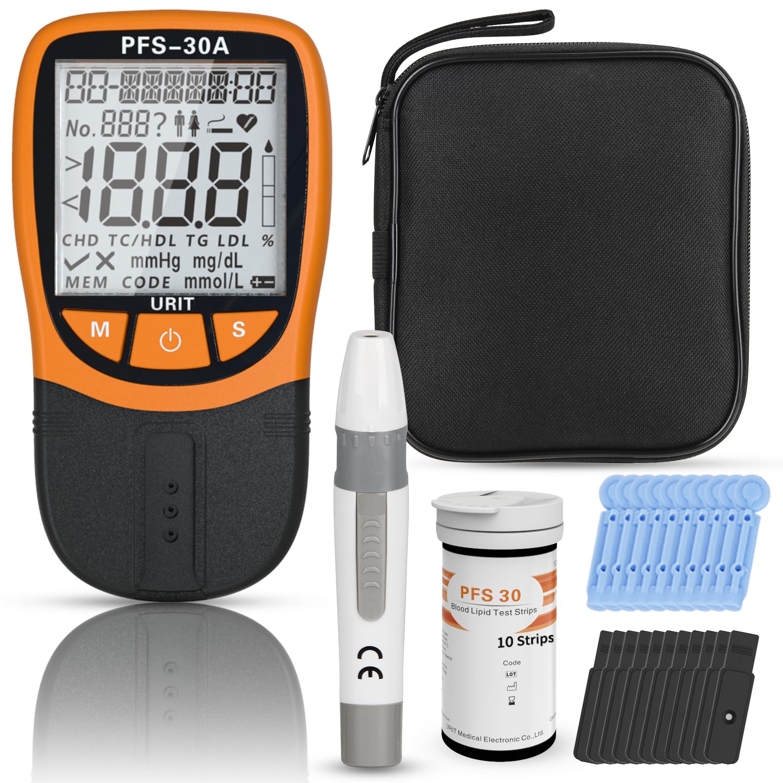 Photo 1 of 5- in-1 Lipid Test Kit, Cholesterol Test Kits, Cholesterol Tester Meter Kit at Home, (All-in-One 10ea x Profile 5-in-1 Lipid Test Strips Included)