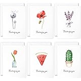 30 Thinking of You 4" x 6" Greeting Cards Assortment with Crisp White Envelopes and Gold Foil Seals - Blank inside with 6 Ele