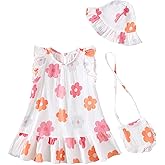 SODLON Infant Baby Girl Dress Summer Clothes Ruffle Sleeveless Dresses Casual Linen Floral Sundress for Toddler Girls