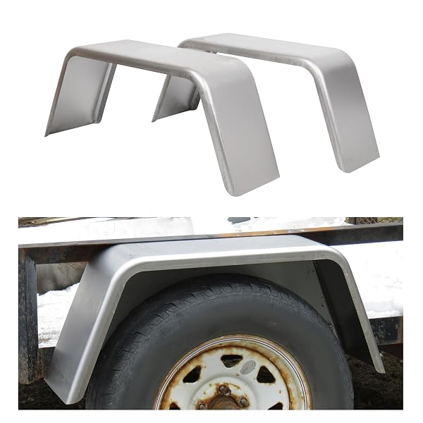 ECOTRIC SQUARE TRAILER FENDERS FOR 14″-16″ WHEELS COMPATIBLE WITH CAR HAULER CARGO TRAILER UTILITY LANDSCAPE TRAILER 2 PACK 1 PAIR