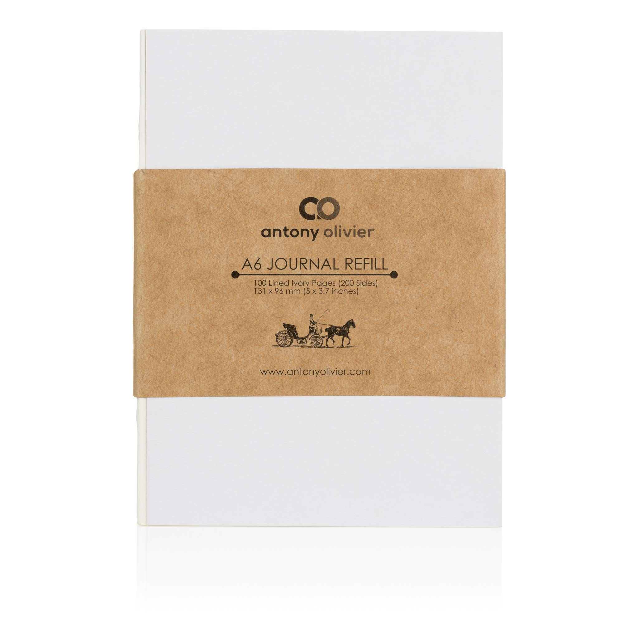 Notebook Refill Inserts by Antony Olivier | Lined Paper | 3-Pack | 100 Sheets Color Ivory (200 Pages) | Size A6 (131 x 96 mm)