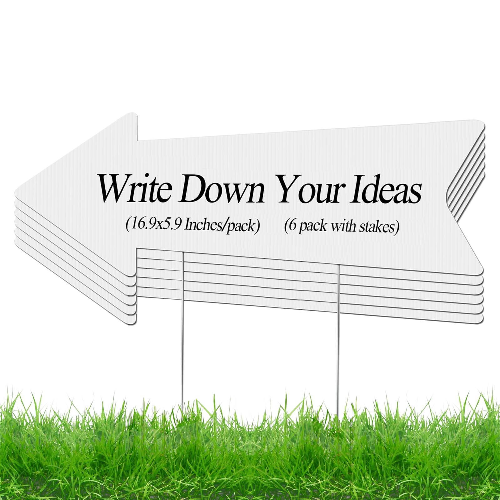 6 Packs Blank Yard Signs with Stakes -16.9x5.9 Inches Lawn Arrow Signs,Wedding This Way Sign,Perfect for Custom Signs, Garage/Yard Sale,Arrow and Directional Signs