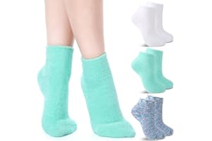 Tarpop 3 Pairs Aloe Socks Women Moisturizing Spa Socks for Dry Cracked Heel Feet Infused Gel Sleeping Fuzzy Lotion Valentines Day Gift for Women Men Softening Dry Feet(White, Green, Colorful)