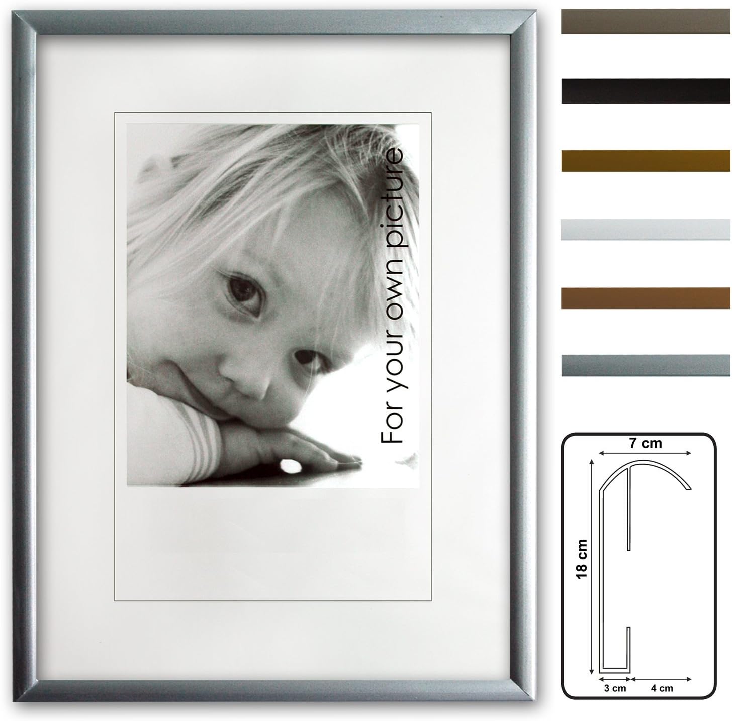 Kingsale Alu Frames, Picture Frame Aluminum, Color Silver matt, Size 30x40 cm