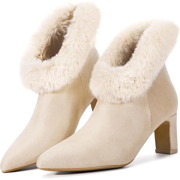 Botines Tobillo Elegantes Botines De Tacón Grueso Allegra K Para Mujer - Punta Puntiaguda Y Brillo, Talla Disponible Ugg Mujer