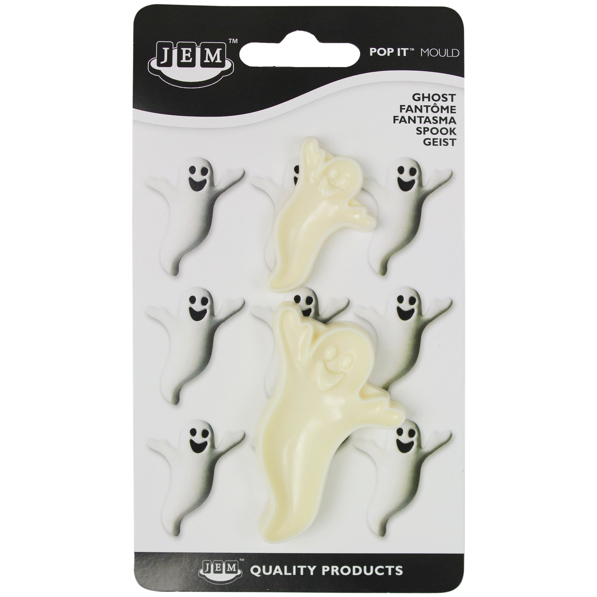 JEM "Pop It" Ghost Shaped Mould for Cake Decorating, Large/Small, Set of 2, Off-white