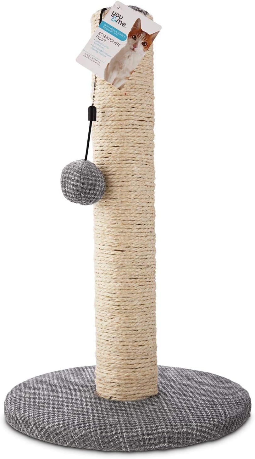 You & me cat scratch post with feather toys Clearance